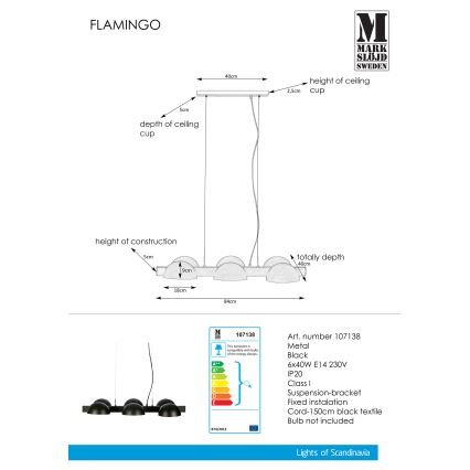 Markslöjd 107138 - Lustra ar auklu FLAMINGO 6xE14/40W/230V melns