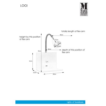 Markslöjd 107141 - Aptumšojams sienas gaismeklis ar USB kontaktligzdu LOGI 1xGU10/7W/230V