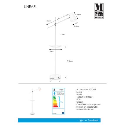 Markslöjd 107308 - Grīdas stāvlampa ar USB LINEAR 1xE14/40W/230V