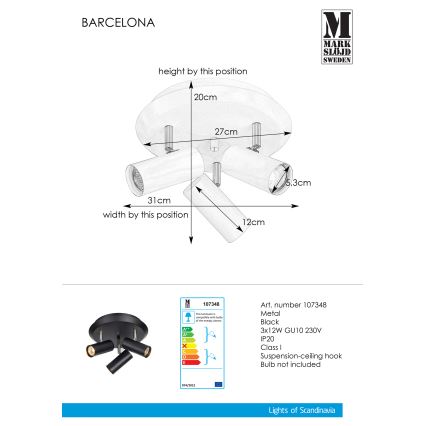 Markslöjd 107348 - Lampa BARCELONA 3xGU10/12W/230V