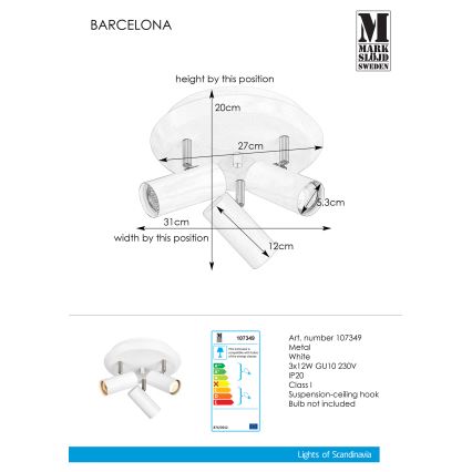 Markslöjd 107349 - Lampa BARCELONA 3xGU10/12W/230V