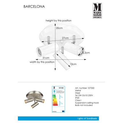 Markslöjd 107350 - Lampa BARCELONA 3xGU10/12W/230V