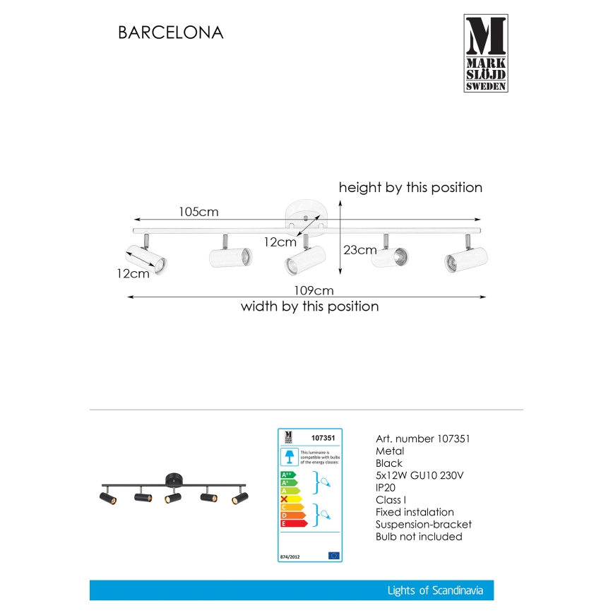 Markslöjd 107351 - Starmetis BARCELONA 5xGU10/12W/230V