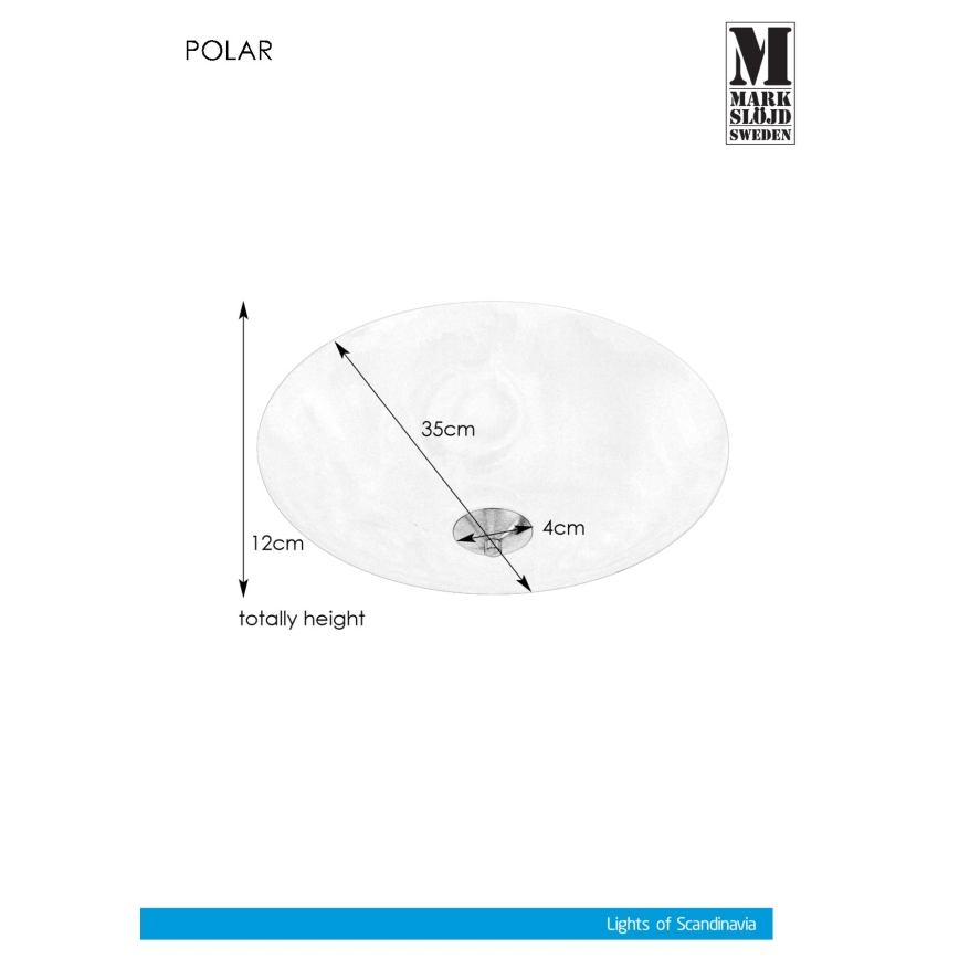 Markslöjd 107360 - Griestu lampa POLAR 2xE14/40W/230V d. 35 cm