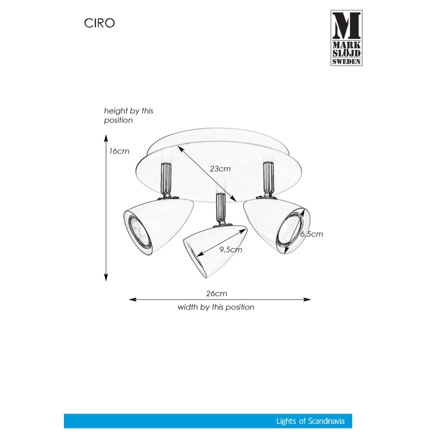 Markslöjd 107411 - Lampa CIRO 3xGU10/35W/230V