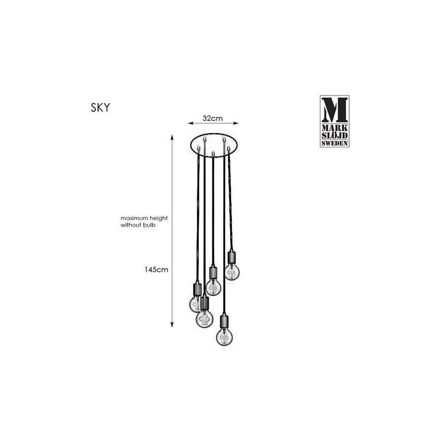 Markslöjd 107467 - Lustra ar auklu SKY 5xE27/60W/230V