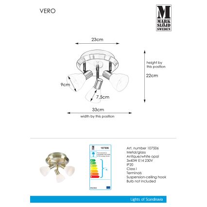 Markslöjd 107506 - Starmetis VERO 3xE14/40W/230V misiņa