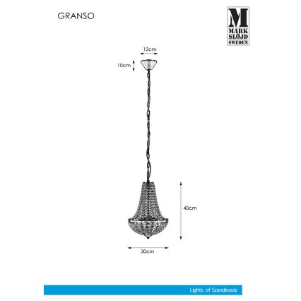 Markslöjd 107550 - Kristāla vannasistabas lustra uz ķēdes GRÄNSÖ 2xG9/20W/230V IP44