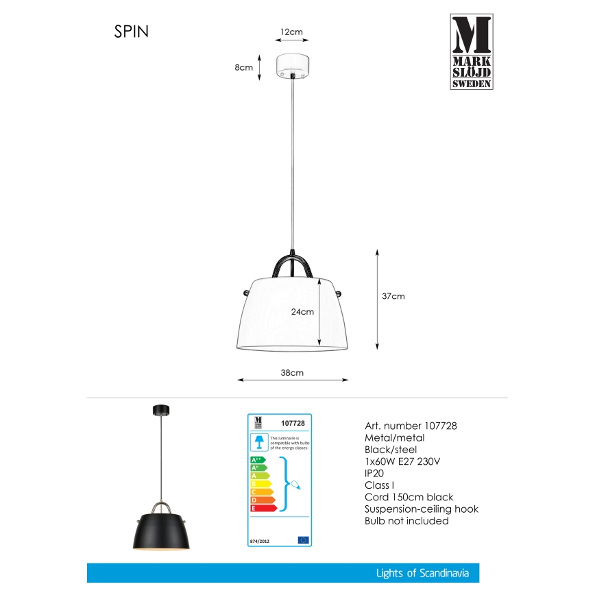 Markslöjd 107728 - Lustra ar auklu SPIN 1xE27/60W/230V