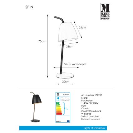 Markslöjd 107730 - Galda lampa SPIN 1xE27/40W/230V