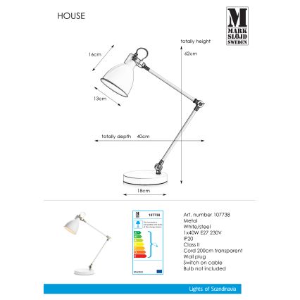 Markslöjd 107738 - Galda lampa HOUSE 1xE27/40W/230V