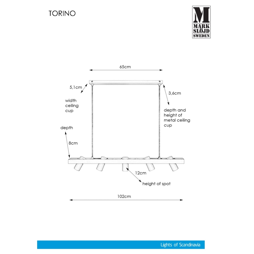 Markslöjd 107783 - Lustra ar auklu TORINO 5xGU10/7W/230V