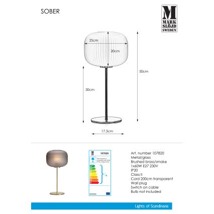 Markslöjd 107820 - Galda lampa SOBER 1xE27/60W/230V misiņa
