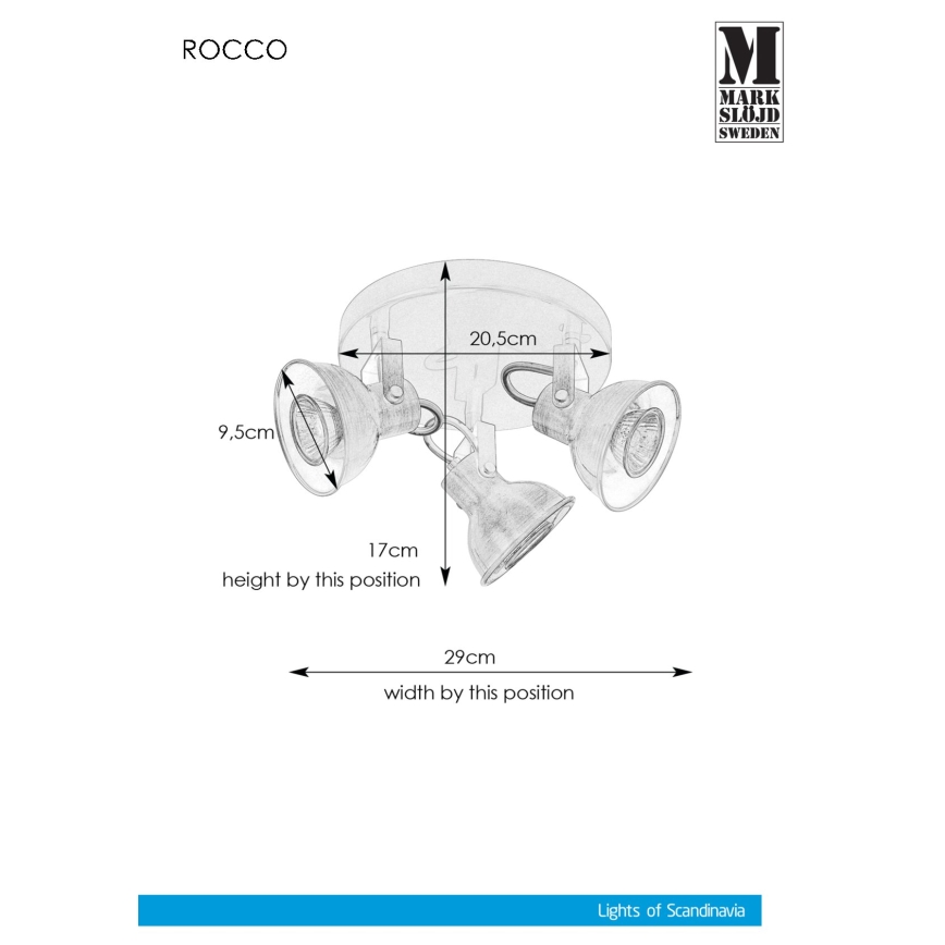 Markslöjd 107852 - Lampa ROCCO 3xGU10/7W/230V
