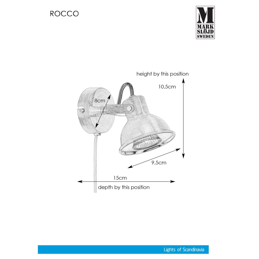Markslöjd 107853 - Sienas lampa ROCCO 1xGU10/7W/230V