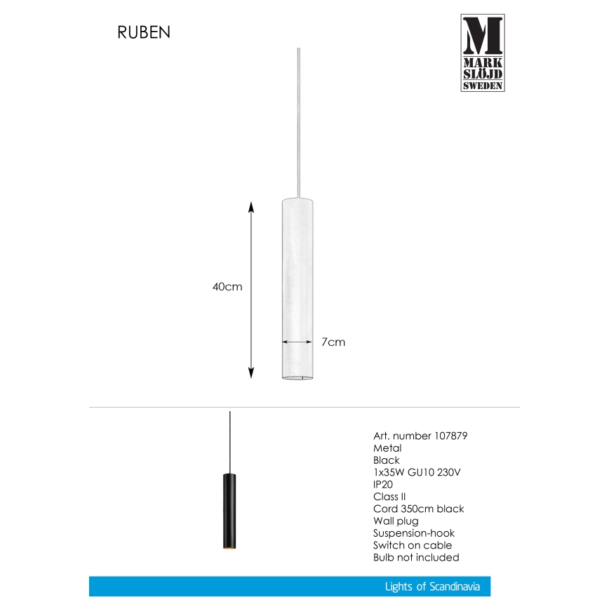 Markslöjd 107879 - Lustra ar auklu RUBEN 1xGU10/35W/230V