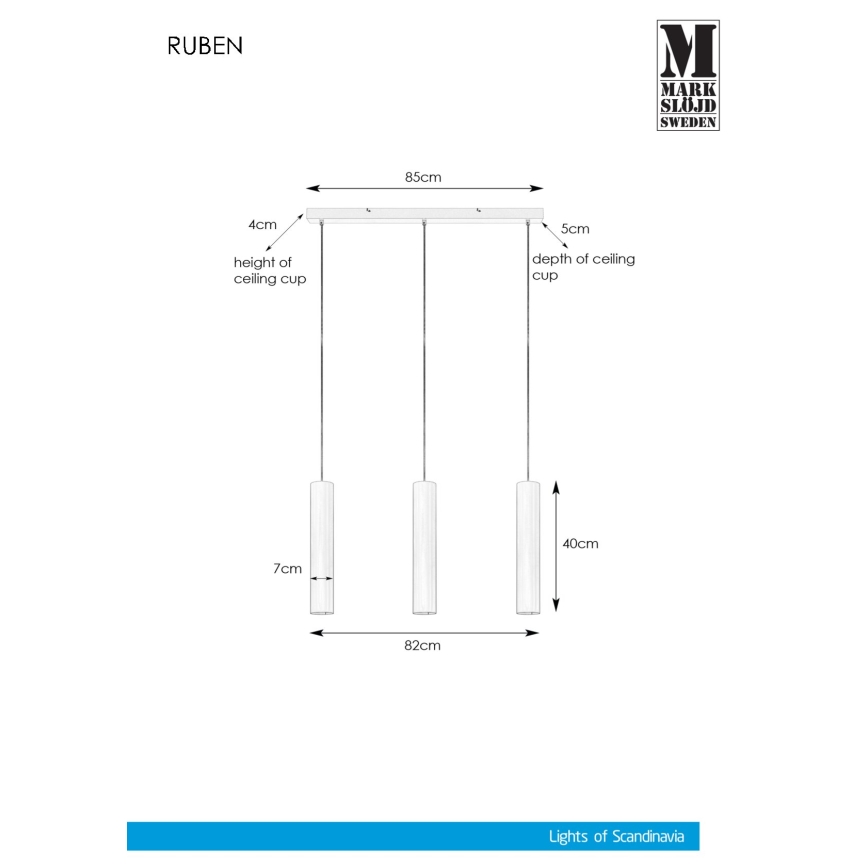Markslöjd 107883 - Lustra ar auklu RUBEN 3xGU10/35W/230V