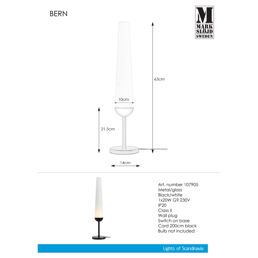 Markslöjd 107905 - Galda lampa BERN 1xG9/20W/230V