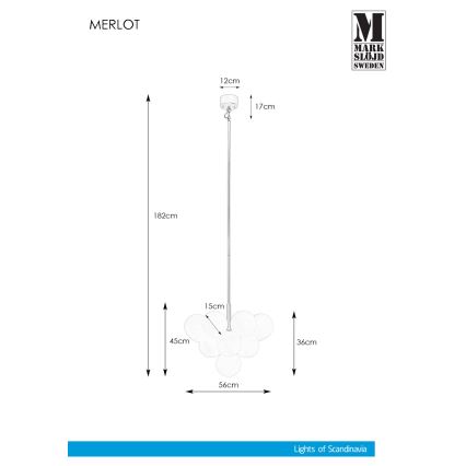 Markslöjd 107911 - Lustra ar stieni MERLOT 13xG9/20W/230V Ø 56 cm balta/melna