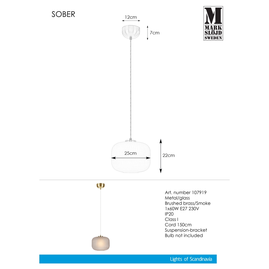 Markslöjd 107919 - Lustra ar auklu SOBER 1xE27/20W/230V