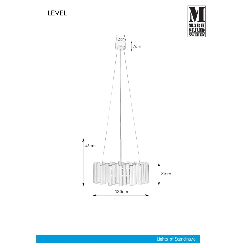 Markslöjd 107925 - Piekarama lustra LEVEL 3xE27/60W/230V