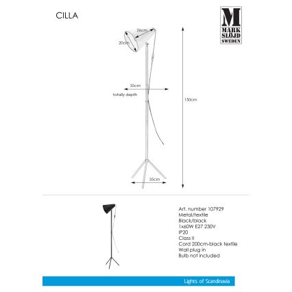 Markslöjd 107929 - Stāvlampa CILLA 1xE27/60W/230V