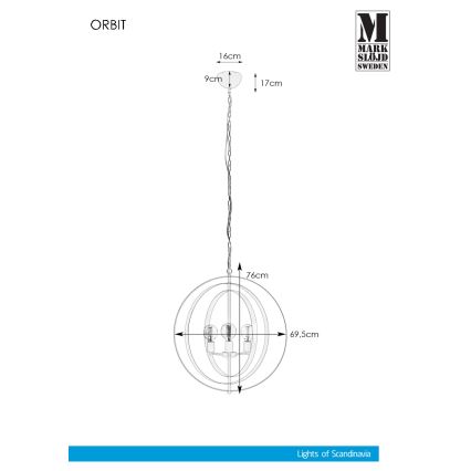 Markslöjd 107941 - Lustra ar ķēdi ORBIT 3xE27/60W/230V