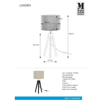 Markslöjd 107944 - Galda lampa LUNDEN 1xE27/60W/230V