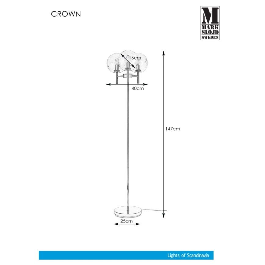 Markslöjd 107947 - Stāvlampa CROWN 3xE14/20W/230V
