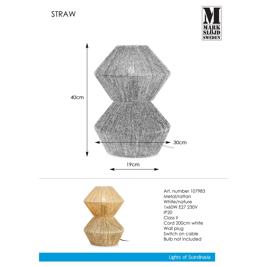 Markslöjd 107983 - Galda lampa STRAW 1xE27/40W/230V