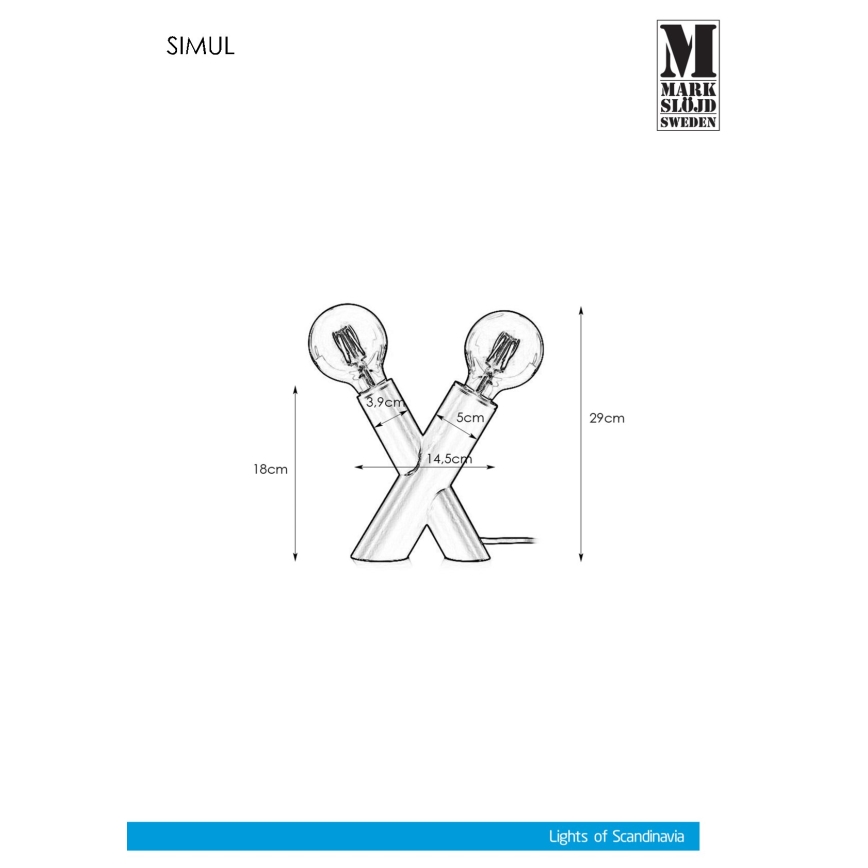 Markslöjd 108053 - Galda lampa SIMUL 1xE27/40W + 1xE14/40W/230V melna