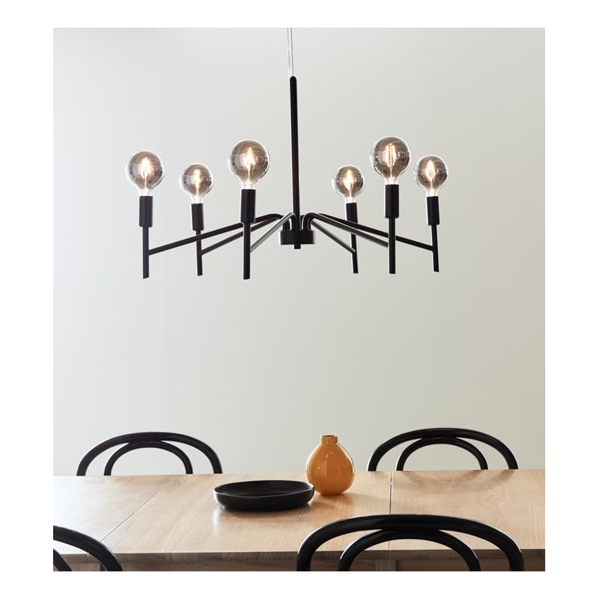 Markslöjd 108209 - Lustra ar auklu MONARCH 6xE14/18W/230V melna
