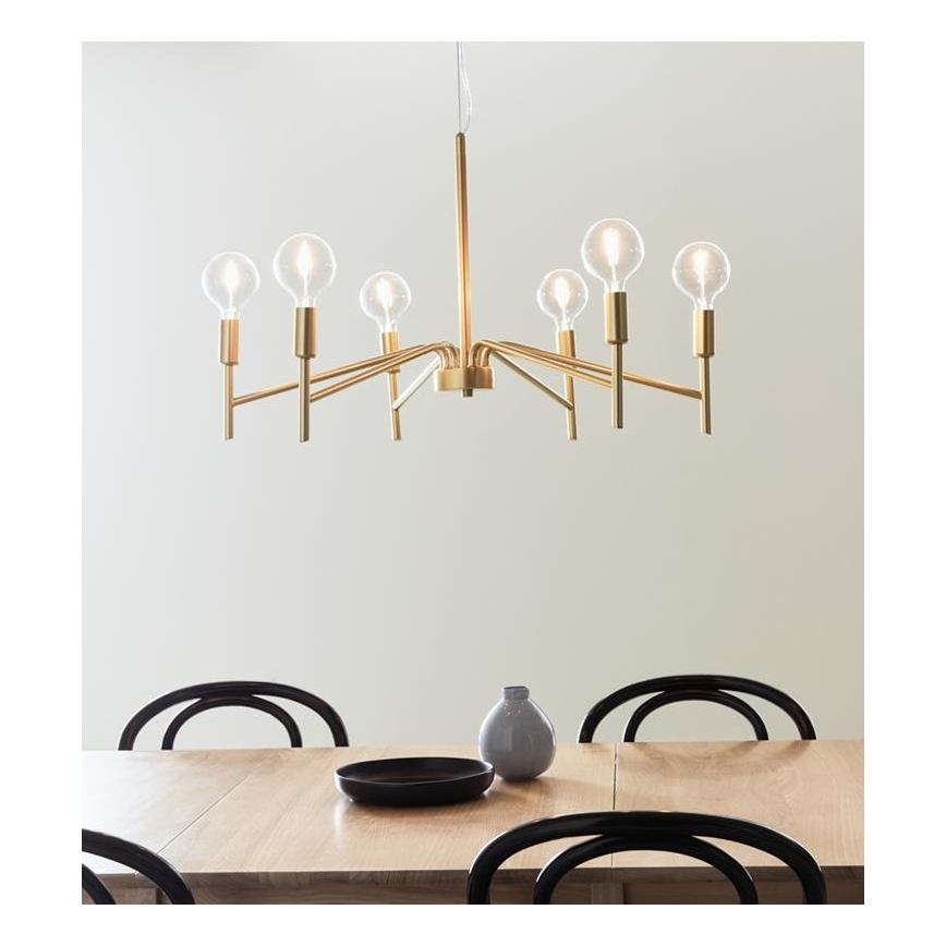 Markslöjd 108210 - Lustra ar auklu MONARCH 6xE14/18W/230V zelta