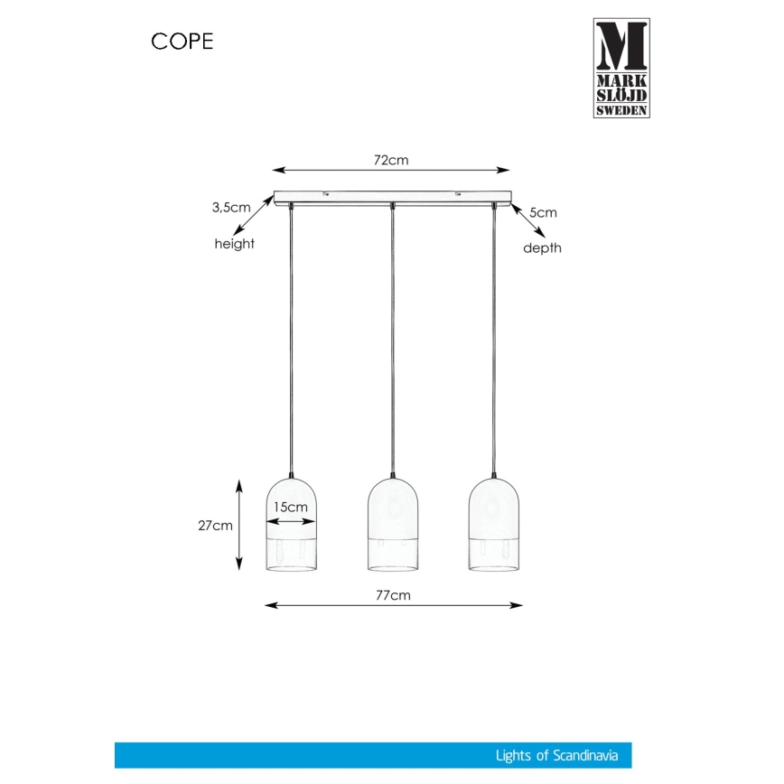 Markslöjd 108226 - Lustra ar auklu COPE 3xE14/18W/230V