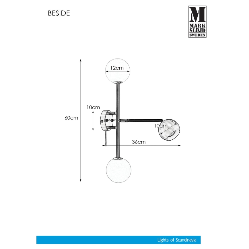 Markslöjd 108256 - Sienas lampa BESIDE 2xG9/20W/230V + 1xGU10/7W/230V matēts hroms