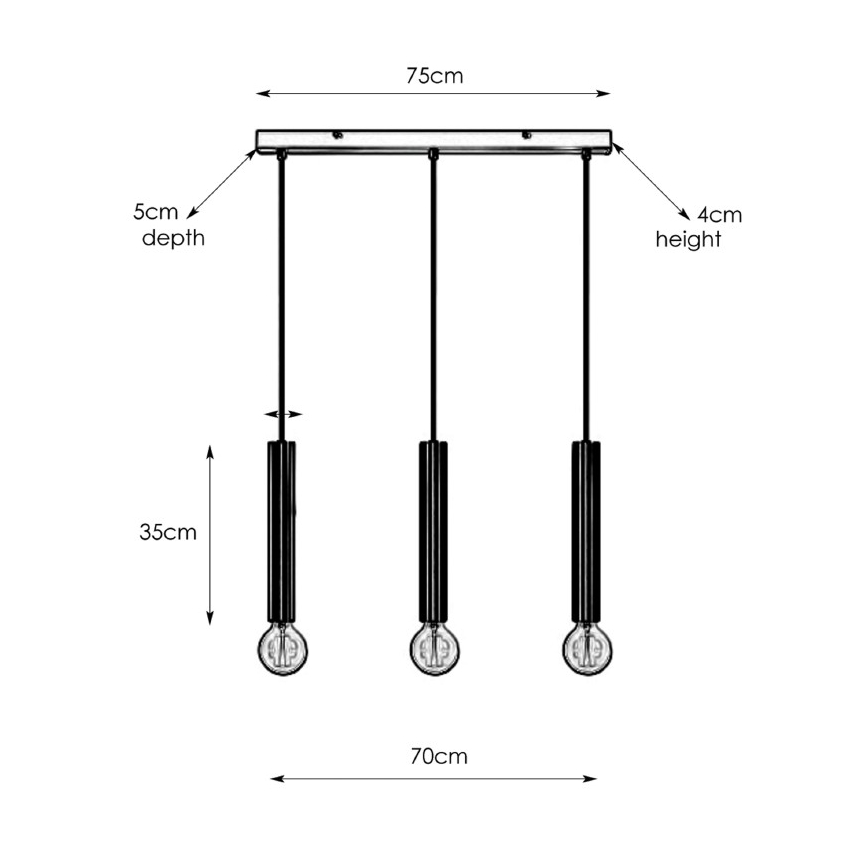 Markslöjd 108262 - Lustra ar auklu SENCILLO 3xE27/40W/230V melna
