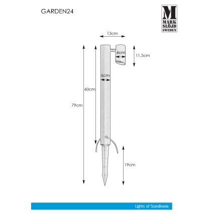 Markslöjd 108485 - LED Āra lampa GARDEN24 LED/6W/24V 60 cm IP44 melna
