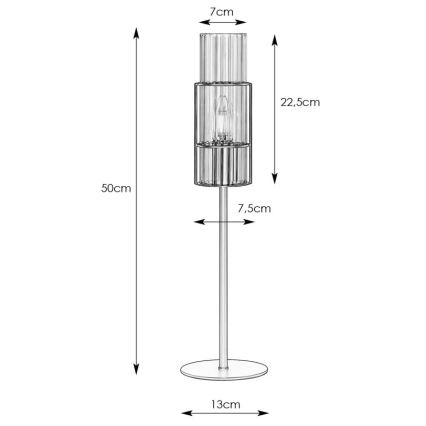 Markslöjd 108557 - Galda lampa TUBO 1xE14/40W/230V 50 cm spīdīgi hromēts/clear