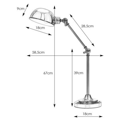 Markslöjd 108583 - Galda lampa PORTLAND 1xE27/40W/230V spīdīgi hromēts