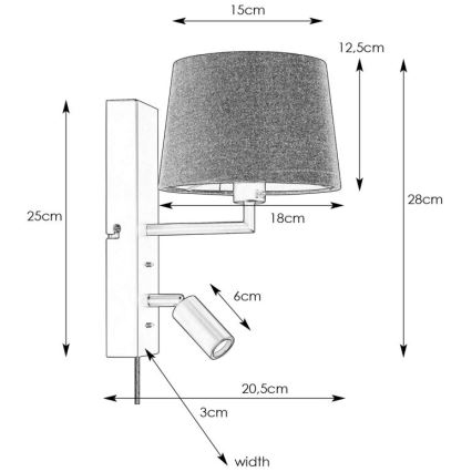 Markslöjd 108595 - LED Sienas lampa ar USB COMO 1xE14/40W/230V + LED/3W melna