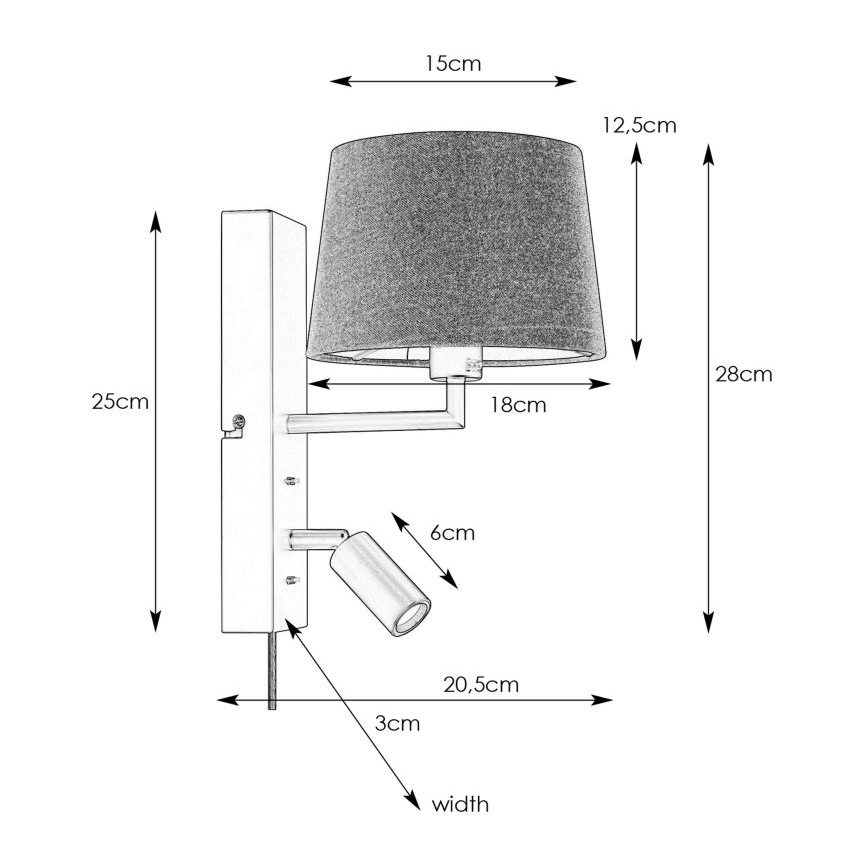 Markslöjd 108595 - LED Sienas lampa ar USB COMO 1xE14/40W/230V + LED/3W melna