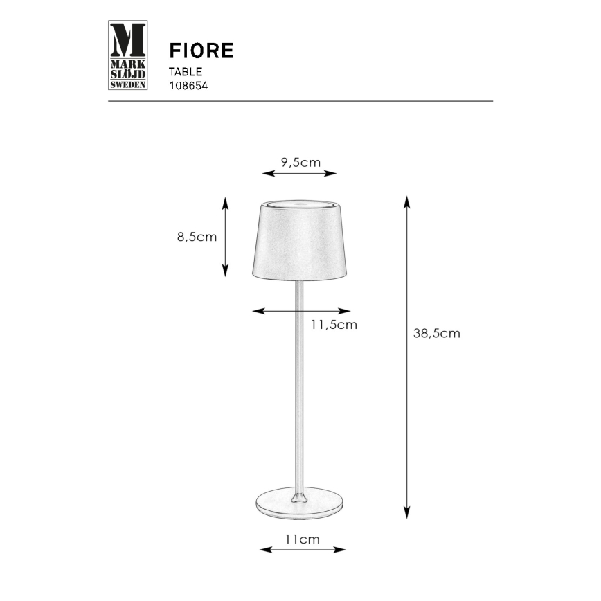 Markslöjd 108654 - LED Aptumšojama uzlādējama lampa FIORE LED/2W/5V IP44 38 cm balta