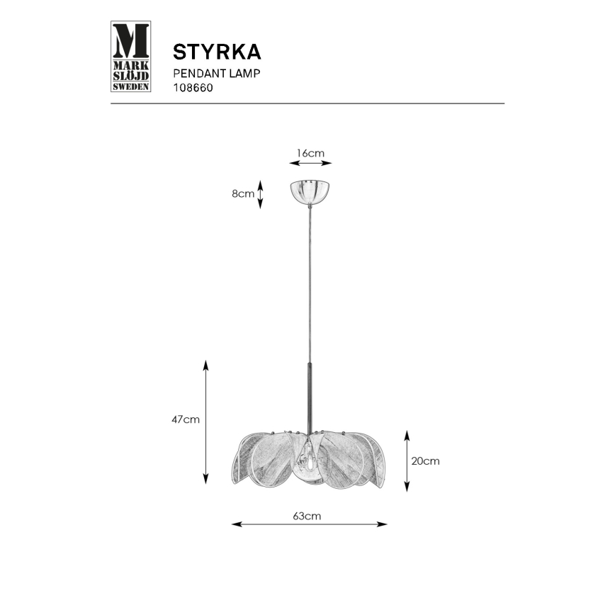 Markslöjd 108660 - Lustra ar auklu STYRKA 1xE27/40W/230V d. 63 cm melna