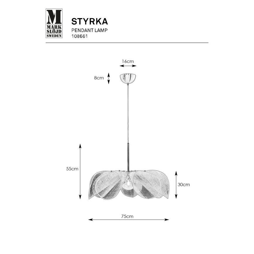 Markslöjd 108661 - Lustra ar auklu STYRKA 1xE27/40W/230V d. 75 cm bēša