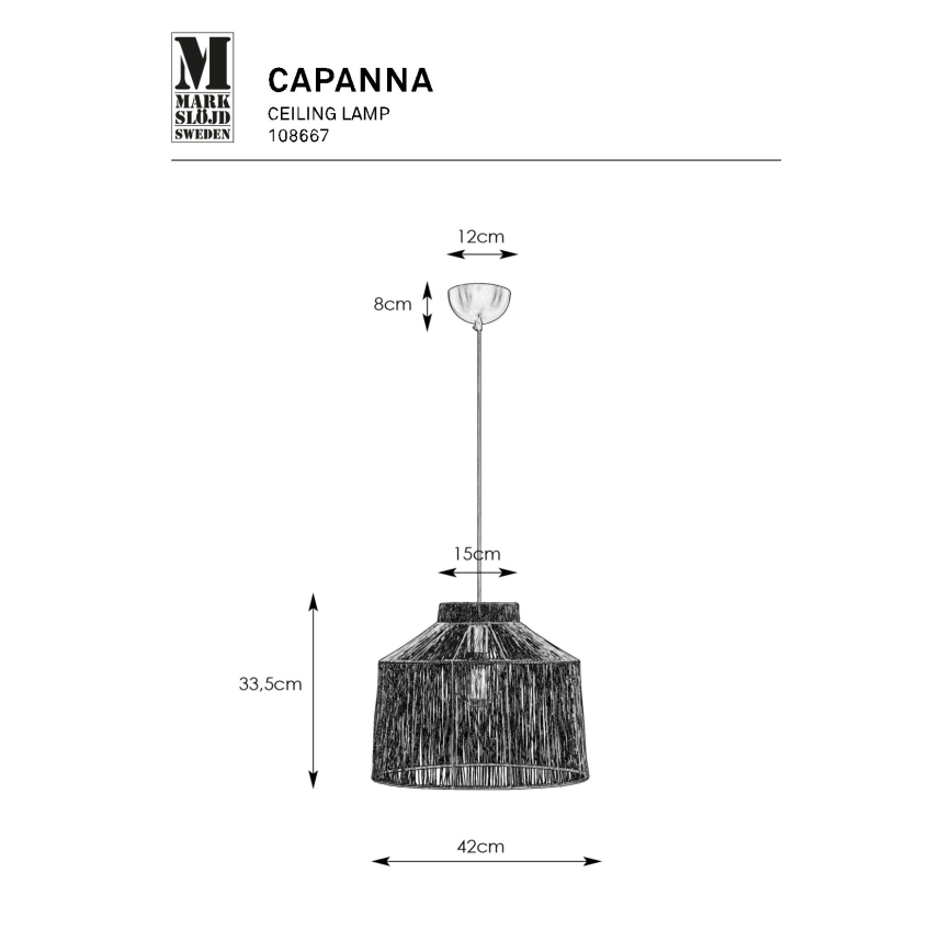 Markslöjd 108667 - Lustra ar auklu CAPANNA 1xE27/40W/230V misiņš