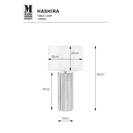 Markslöjd 108669 - Galda lampa HASHIRA 1xE27/40W/230V balta/misiņš