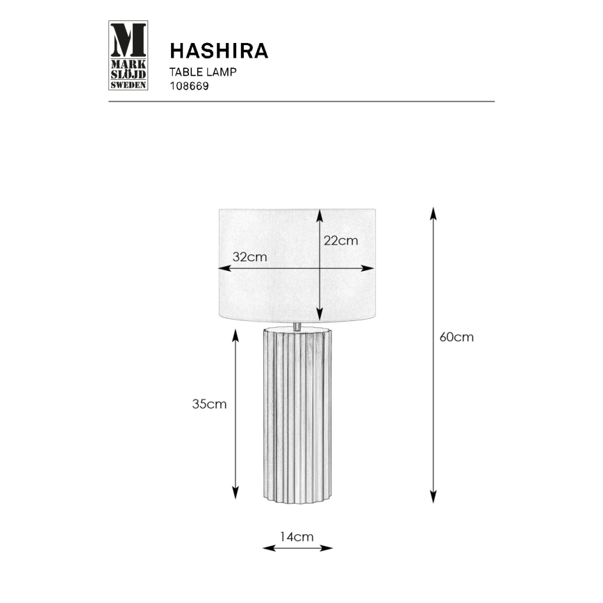 Markslöjd 108669 - Galda lampa HASHIRA 1xE27/40W/230V balta/misiņš
