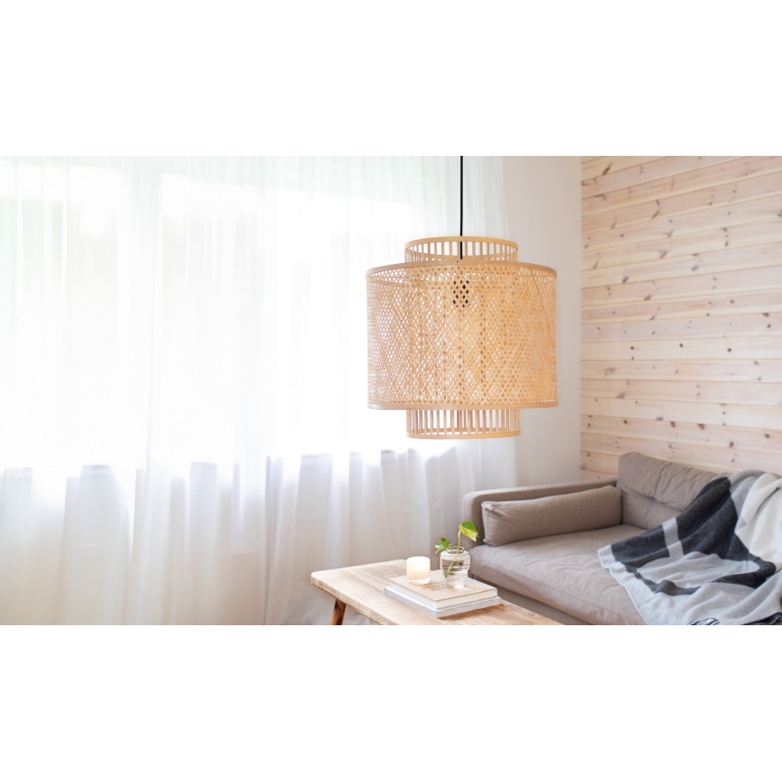 Markslöjd 108675 - Lustra ar auklu STRATI 1xE27/40W/230V bēša/bambusa