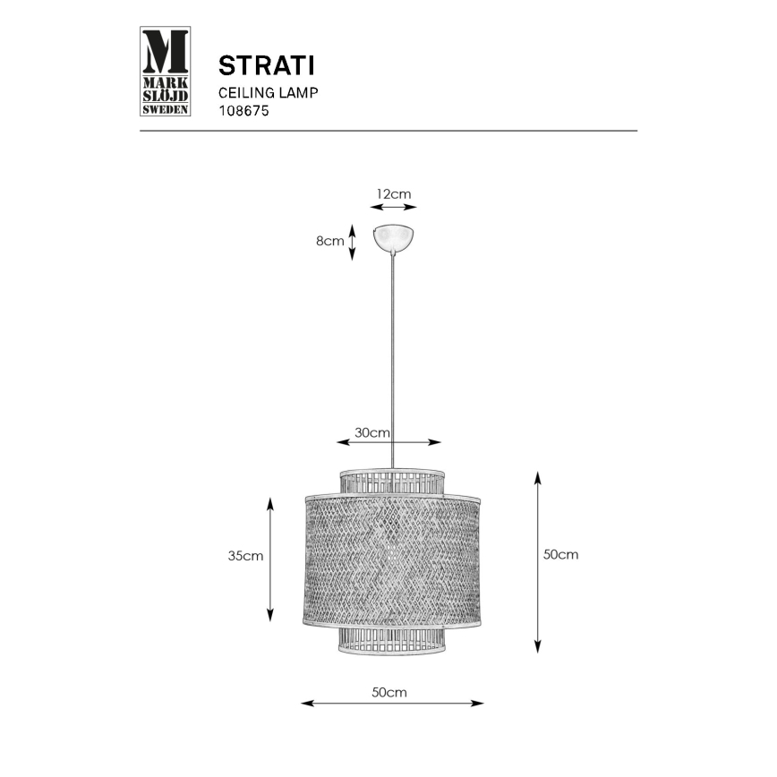 Markslöjd 108675 - Lustra ar auklu STRATI 1xE27/40W/230V bēša/bambusa