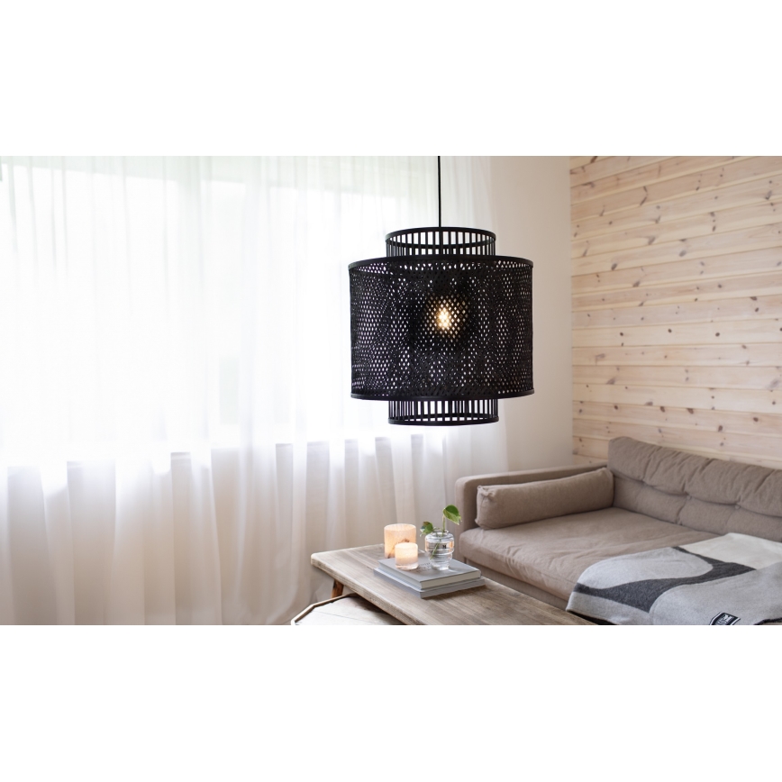 Markslöjd 108676 - Lustra ar auklu STRATI 1xE27/40W/230V melna/bambusa